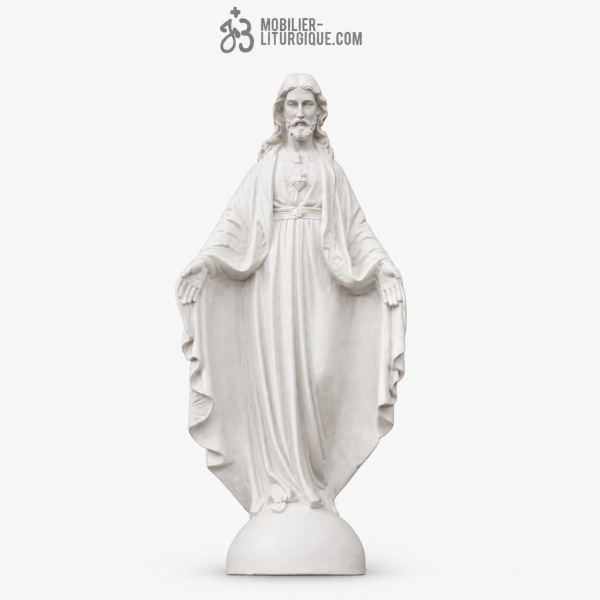 Statue du Sacr� Coeur de J�sus, en marbre blanc