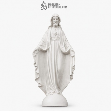 Statue du Sacr&eacute; Coeur de J&eacute;sus, en marbre blanc