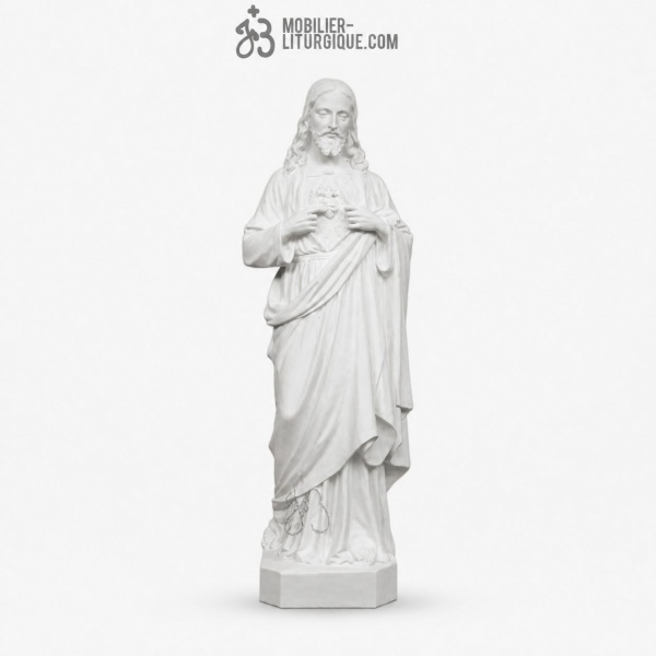 Statue du Sacr� Coeur de J�sus, en r�sine de marbre reconstitu� 130 cm