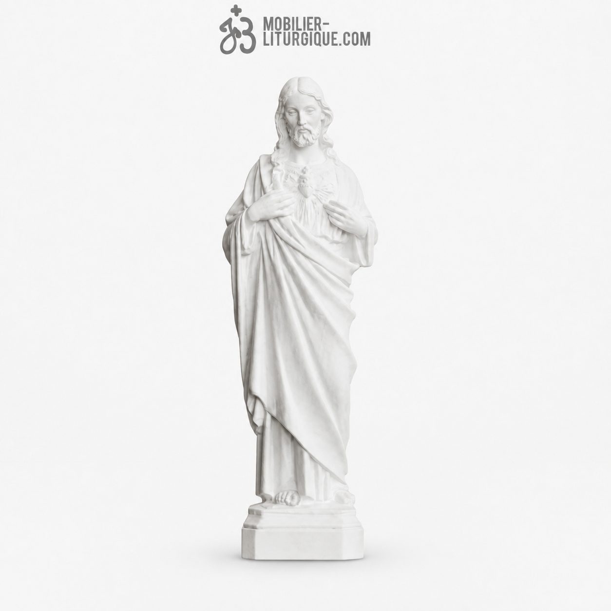 Statue du Sacr&eacute; Coeur de J&eacute;sus, en r&eacute;sine de poudre de marbre,45 cm