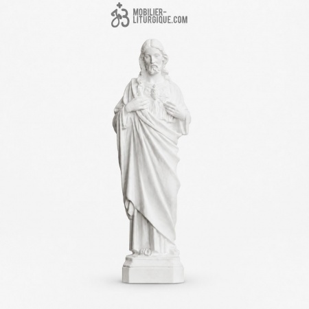 Statue du Sacr&eacute; Coeur de J&eacute;sus, en r&eacute;sine de poudre de marbre,45 cm