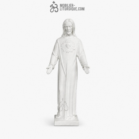 Statue du Sacr&eacute; Coeur de J&eacute;sus, poudre de marbre blanc 60-80 cm