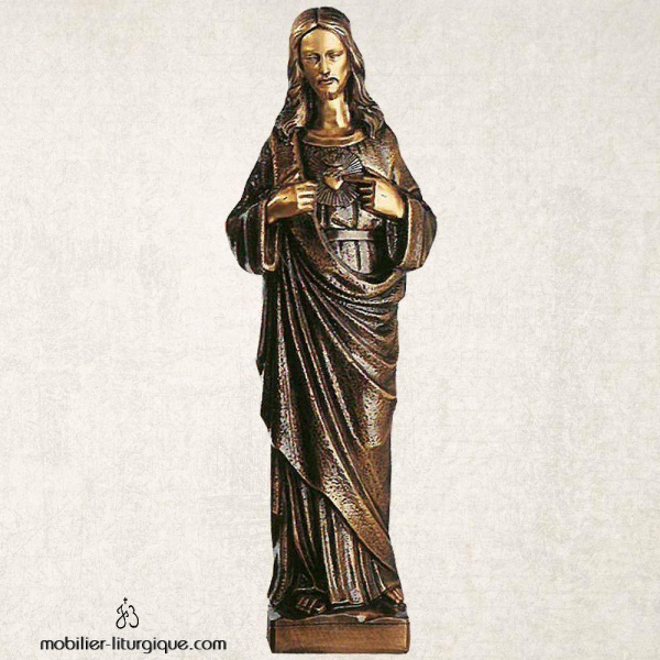 Statue du Sacr� Coeur de J�sus en bronze