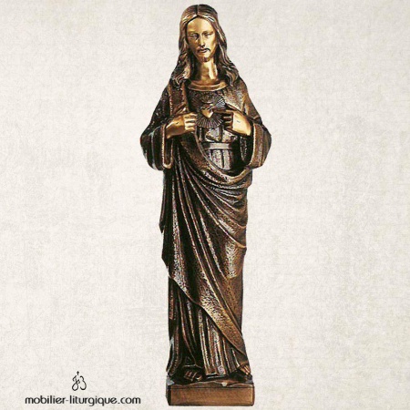 Statue du Sacré Coeur de Jésus en bronze