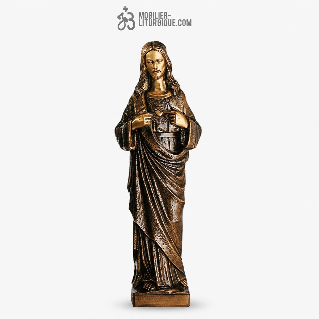 Statue du Sacr&eacute; Coeur de J&eacute;sus en bronze