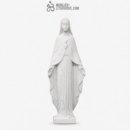 Statue du Sacr&eacute; Coeur de Marie, en marbre blanc