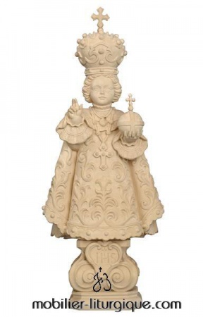 Statue Enfant Jésus de Prague en bois décoré