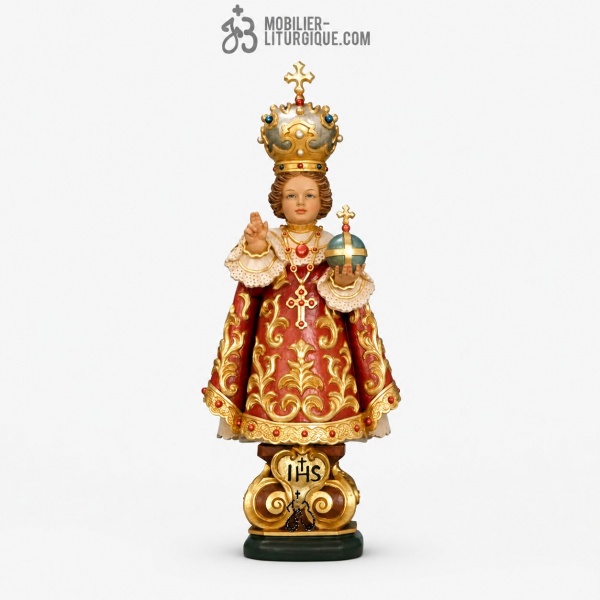 Statue Enfant J�sus de Prague en bois d�cor�