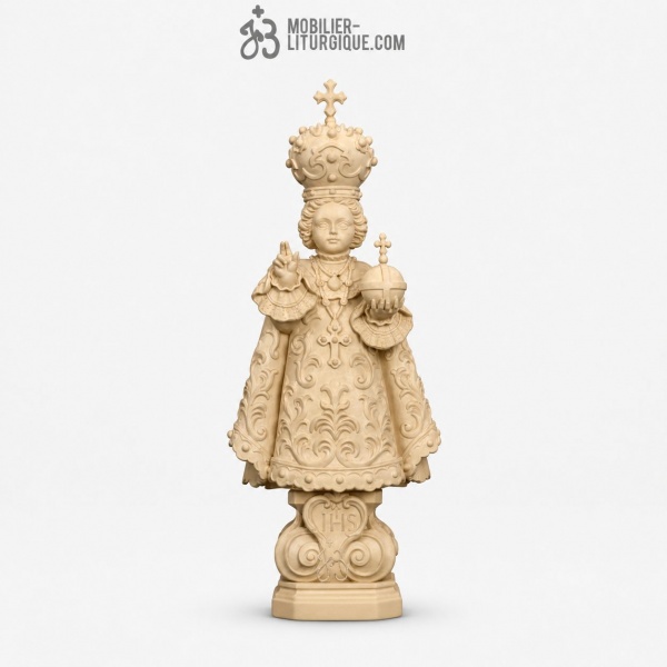 Statue Enfant J�sus de Prague en bois naturel
