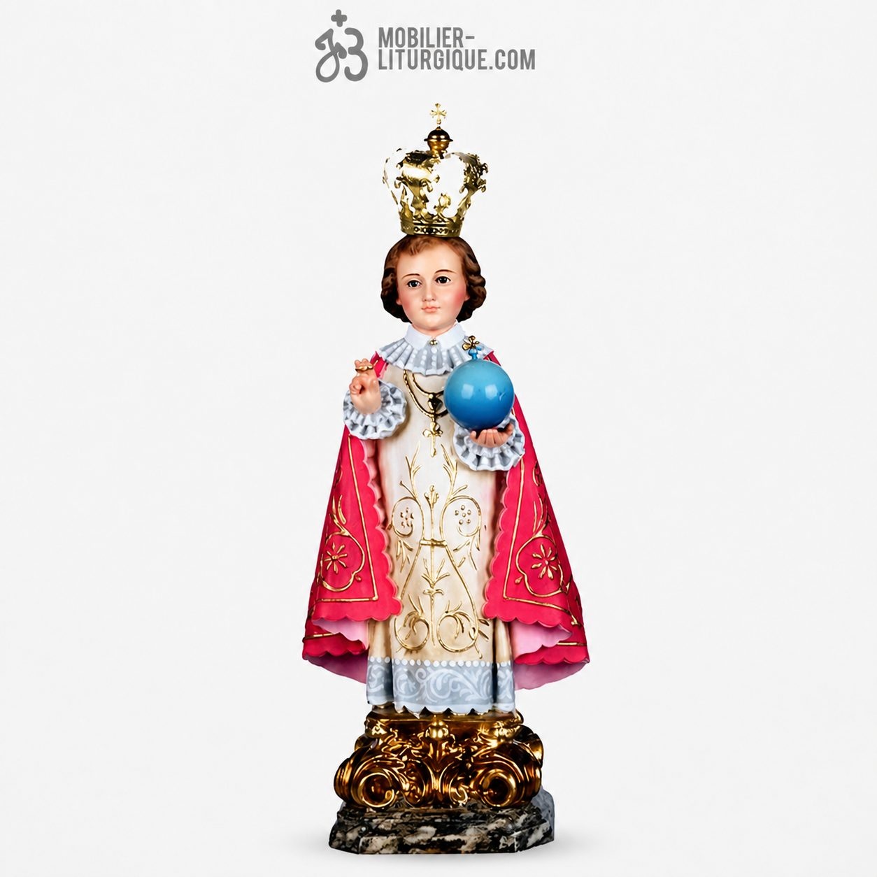 Statue Enfant J&eacute;sus de Prague Polychrome Antique