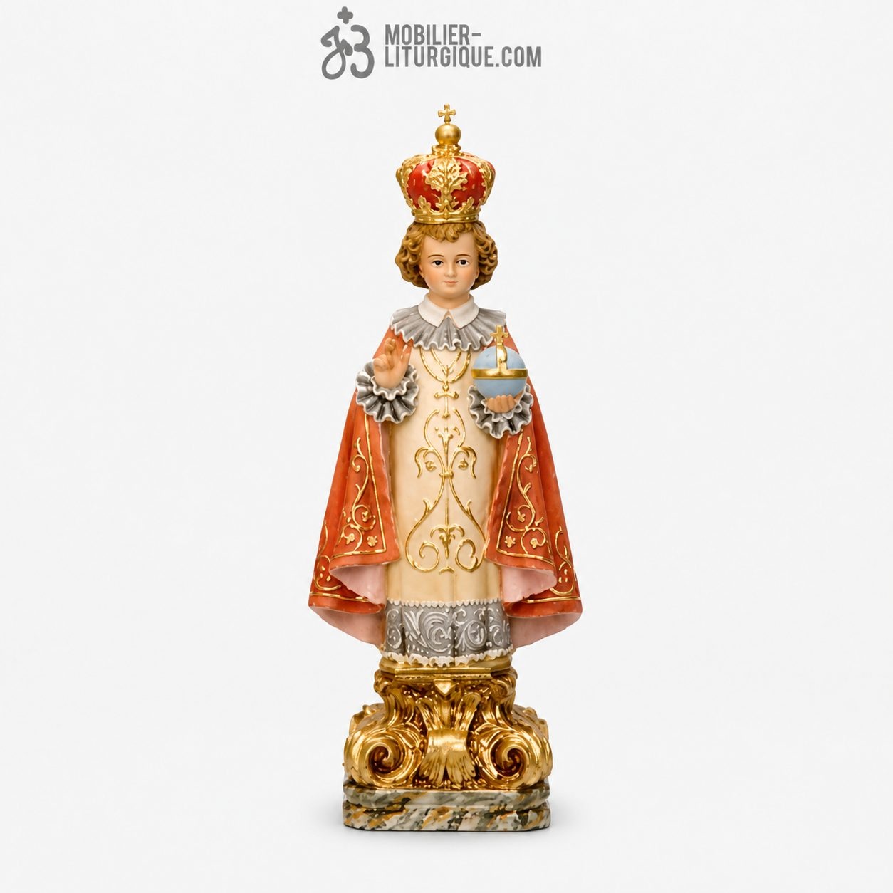 Statue Enfant J&eacute;sus de Prague Polychrome Antique