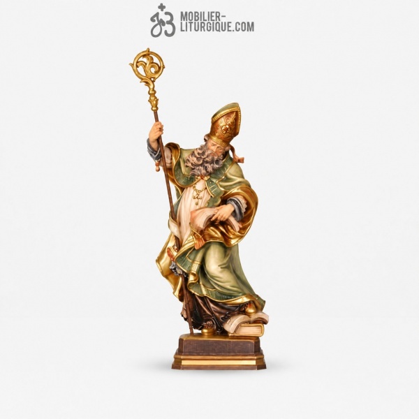 Statue Eveque en bois d�cor�