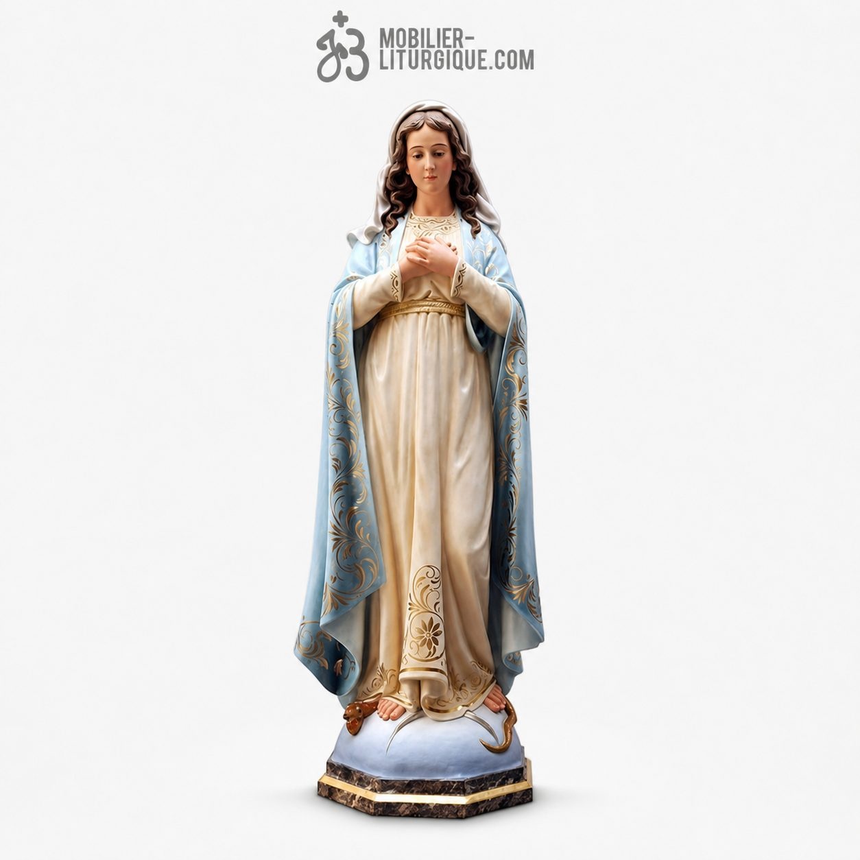 Statue Immacul&eacute;e Conception Polychrome Antique
