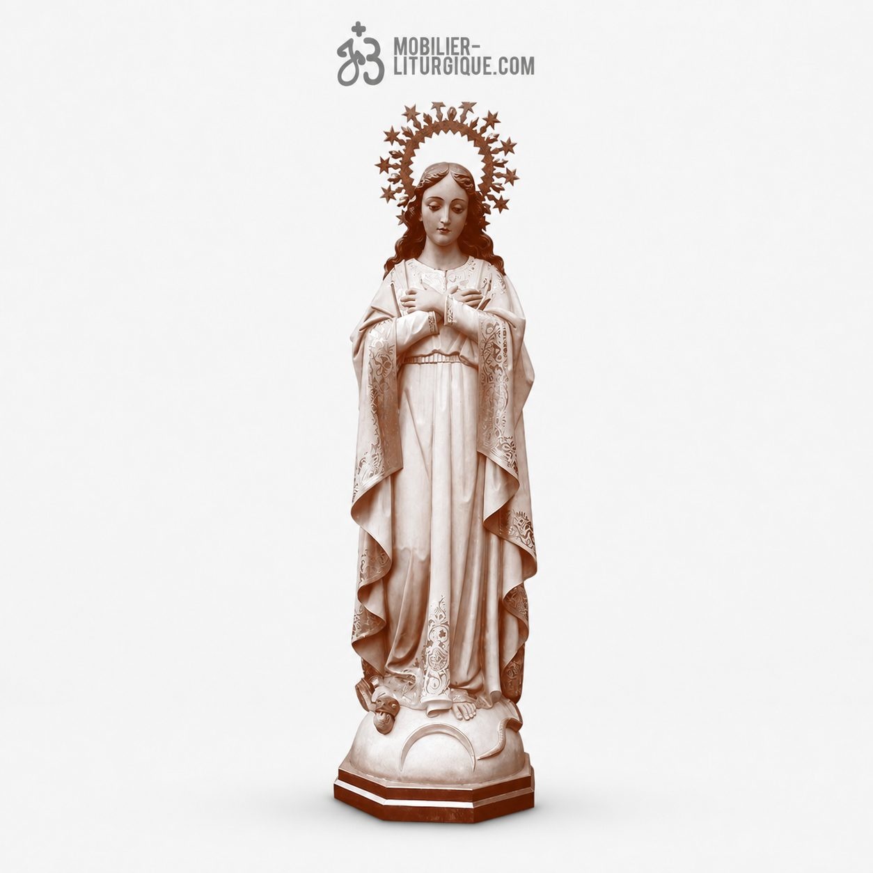 Statue Immacul&eacute;e Conception Polychrome Antique