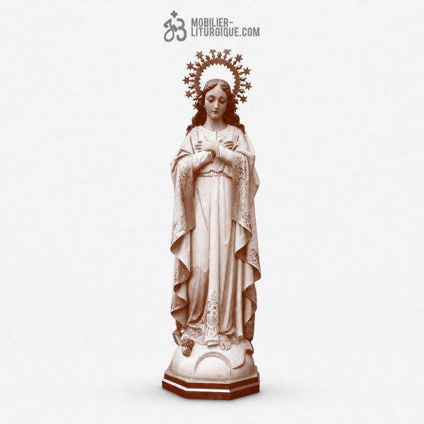 Statue Immacul�e Conception Polychrome Antique