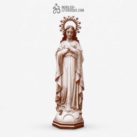 Statue Immacul&eacute;e Conception Polychrome Antique