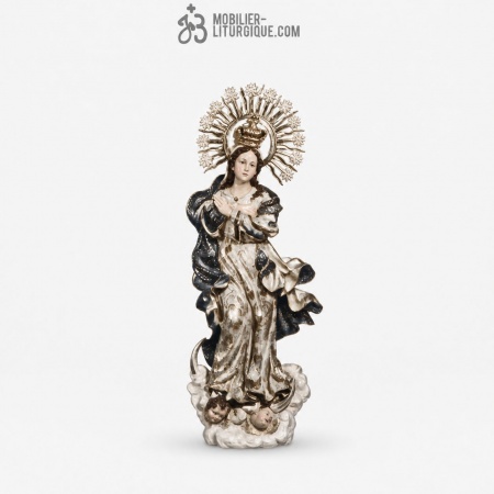 Statue Immacul&eacute;e Conception Polychrome Antique