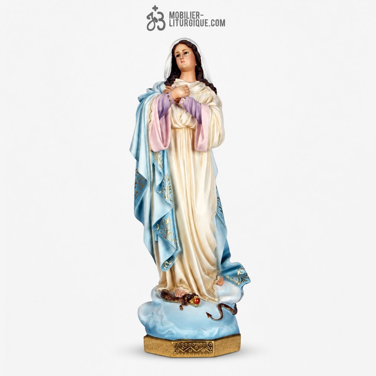 Statue Immacul&eacute;e Conception Polychrome Antique