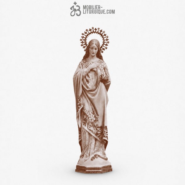 Statue Immacul�e Conception Polychrome Antique