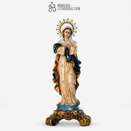 Statue Immacul&eacute;e Conception Polychrome Antique