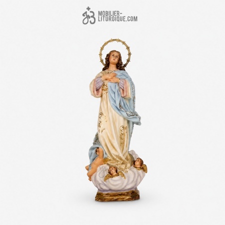 Statue Immacul&eacute;e Conception Polychrome Antique