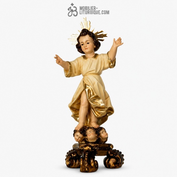 Statue J�sus enfant Polychrome Antique