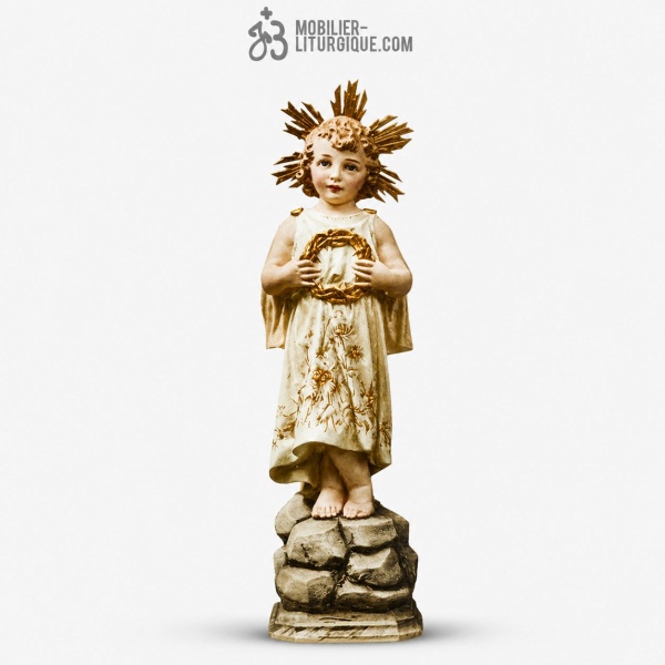 Statue J�sus enfant Polychrome Antique