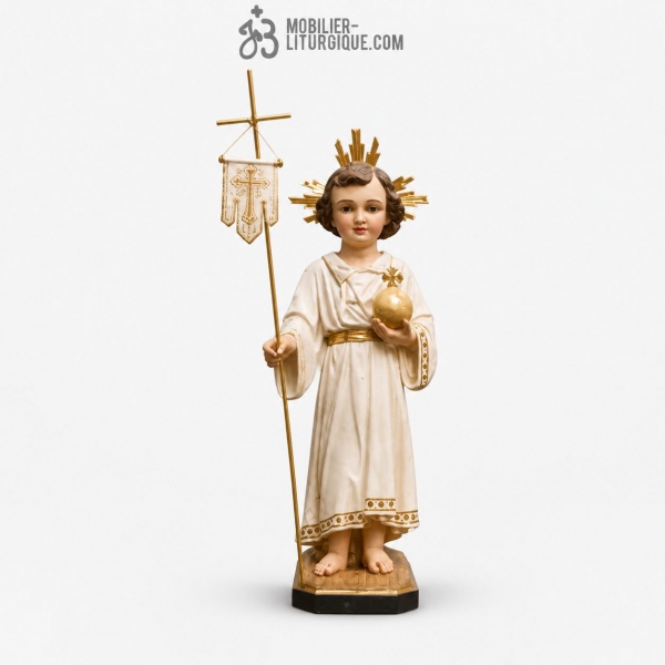Statue J�sus enfant Polychrome Antique
