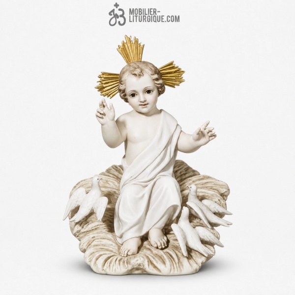Statue J�sus enfant Polychrome Antique