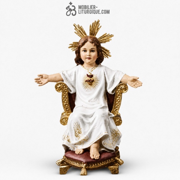 Statue J�sus enfant Polychrome Antique