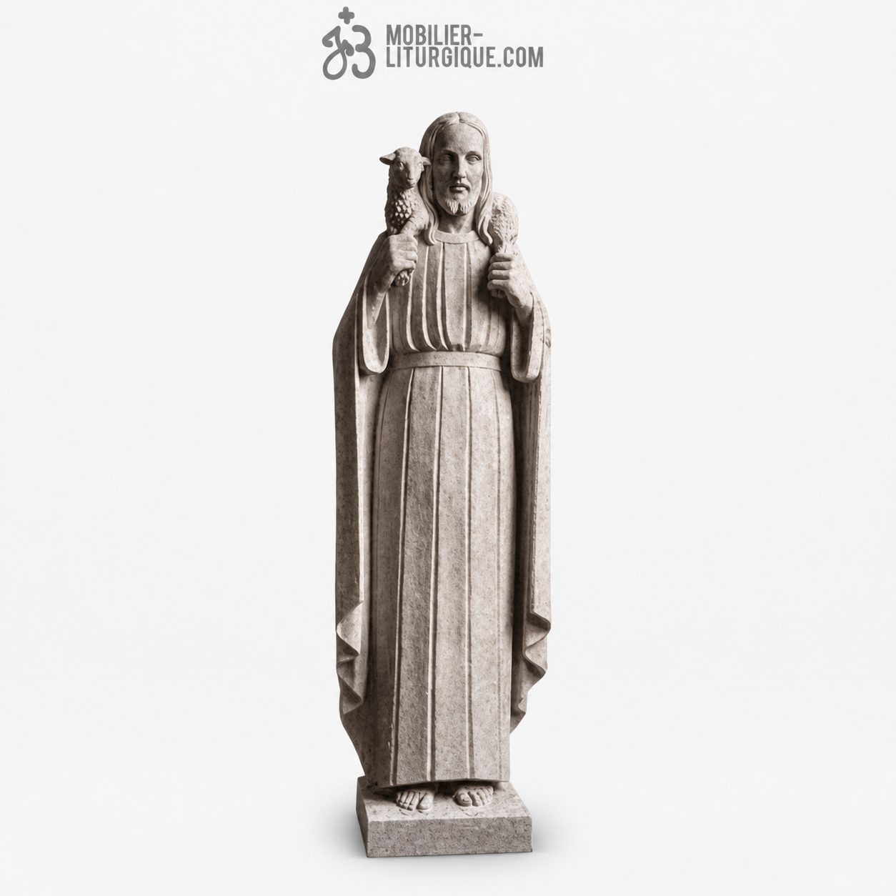 Statue J&eacute;sus le Bon Pasteur : statue sur mesure Marbre