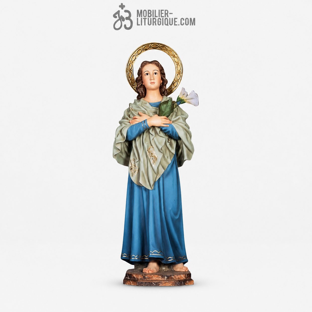 Statue Maria Goretti Polychrome Antique