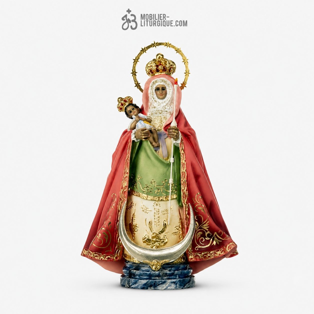 Statue Notre Dame de Candelara Polychrome Antique