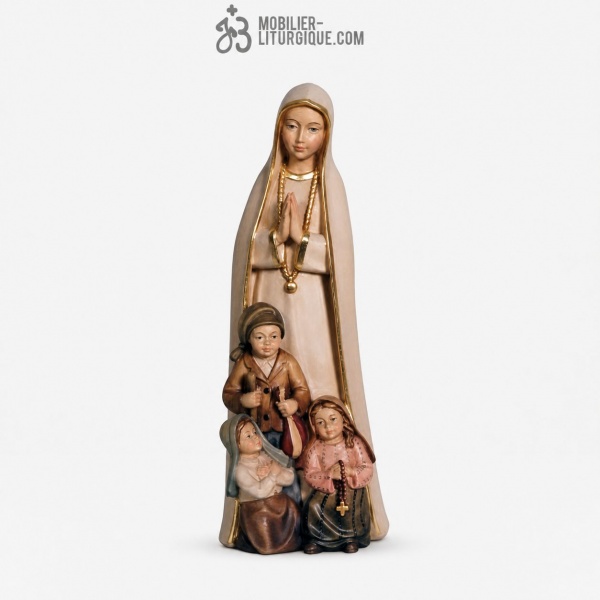Statue Notre Dame de Fatima avec enfants en bois color�