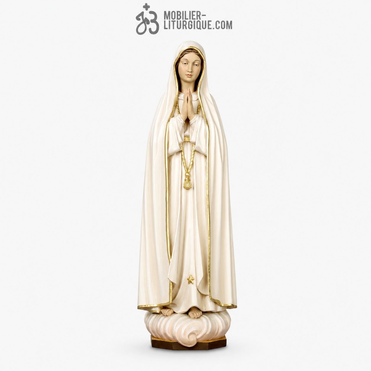 Statue Notre Dame de Fatima en bois color&eacute;