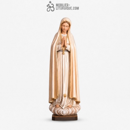 Statue Notre Dame de Fatima en bois d&eacute;cor&eacute;