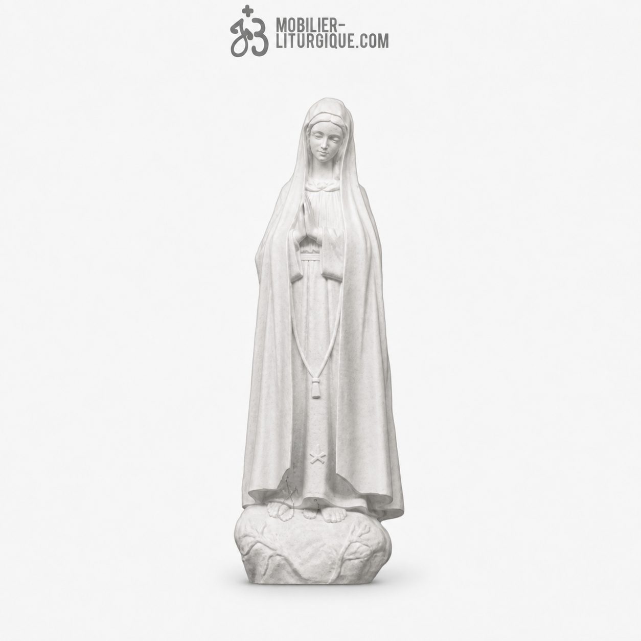 Statue Notre Dame de Fatima et enfants, en marbre blanc, 60 cm