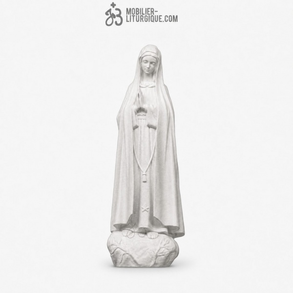 Statue Notre Dame de Fatima et enfants, en marbre blanc, 60 cm