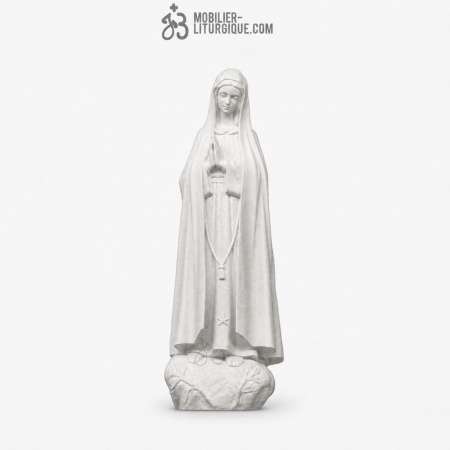 Statue Notre Dame de Fatima et enfants, en marbre blanc, 60 cm