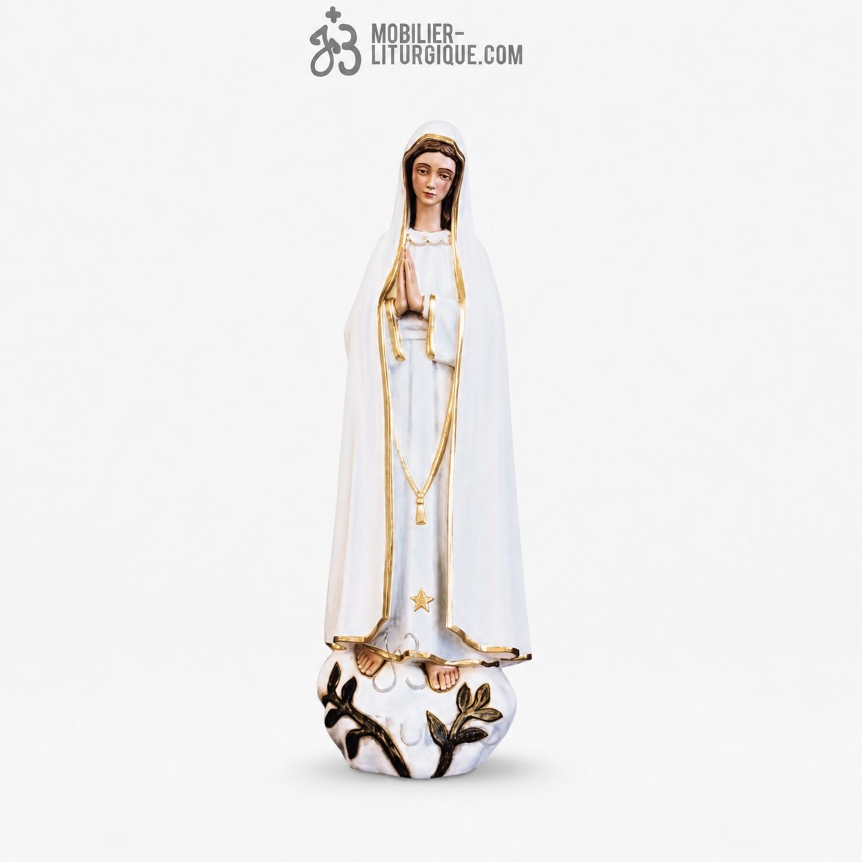 Statue Notre Dame de Fatima et enfants D&eacute;cor&eacute;e