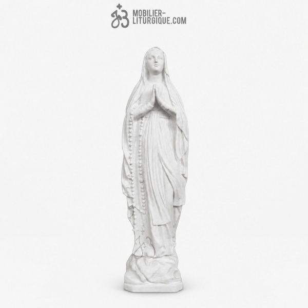Statue Notre Dame de Lourdes, en marbre blanc base r�sine,80 cm