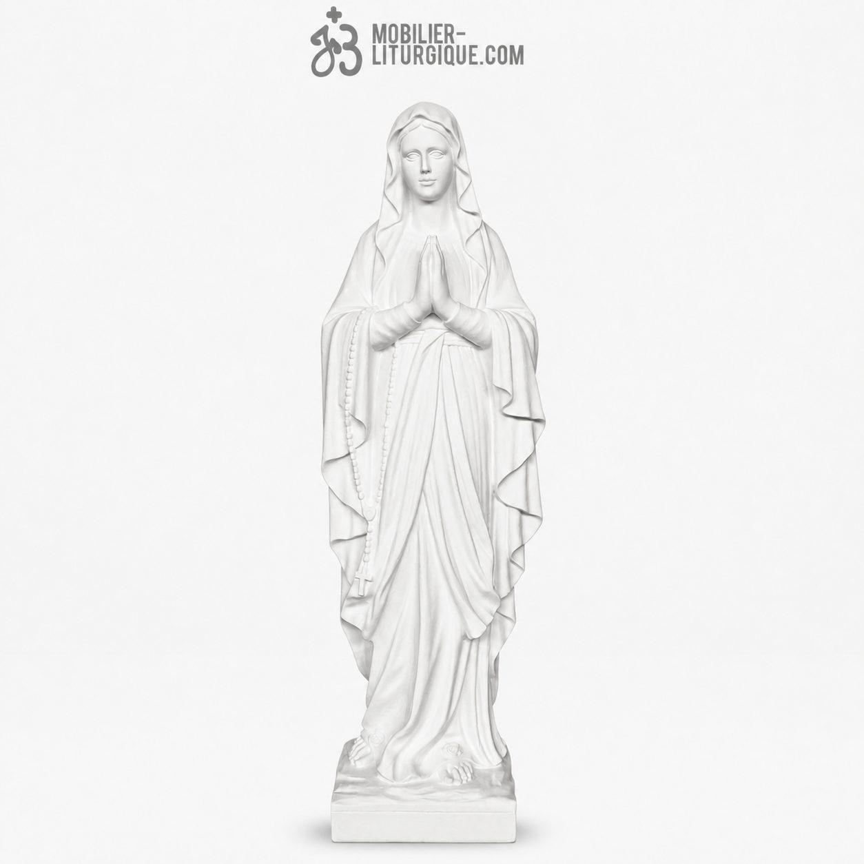 Statue Notre Dame de Lourdes, en poudre de marbre blanc 100 cm