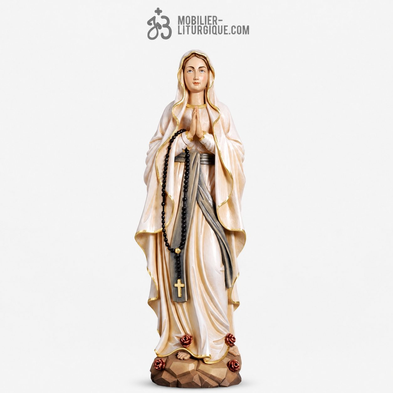 Statue Notre Dame de Lourdes en bois color&eacute;