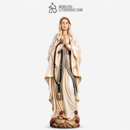 Statue Notre Dame de Lourdes en bois color&eacute;