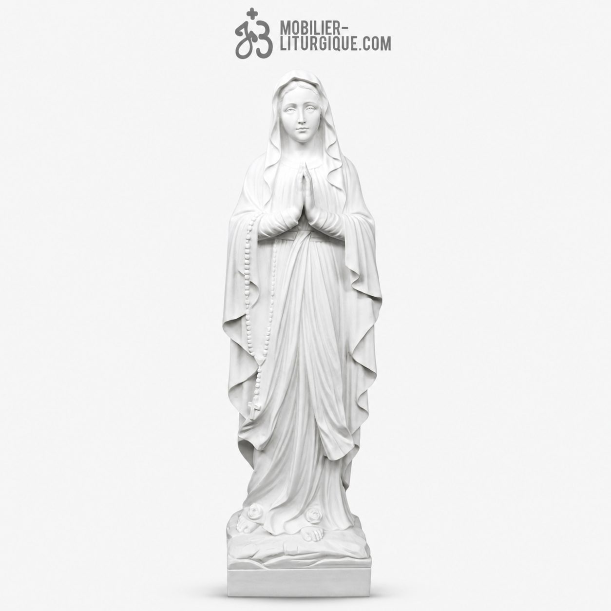 Statue Notre Dame de Lourdes en marbre blanc, 60-85 cm