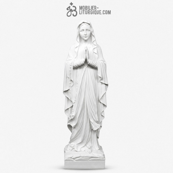 Statue Notre Dame de Lourdes en marbre blanc, 60-85 cm
