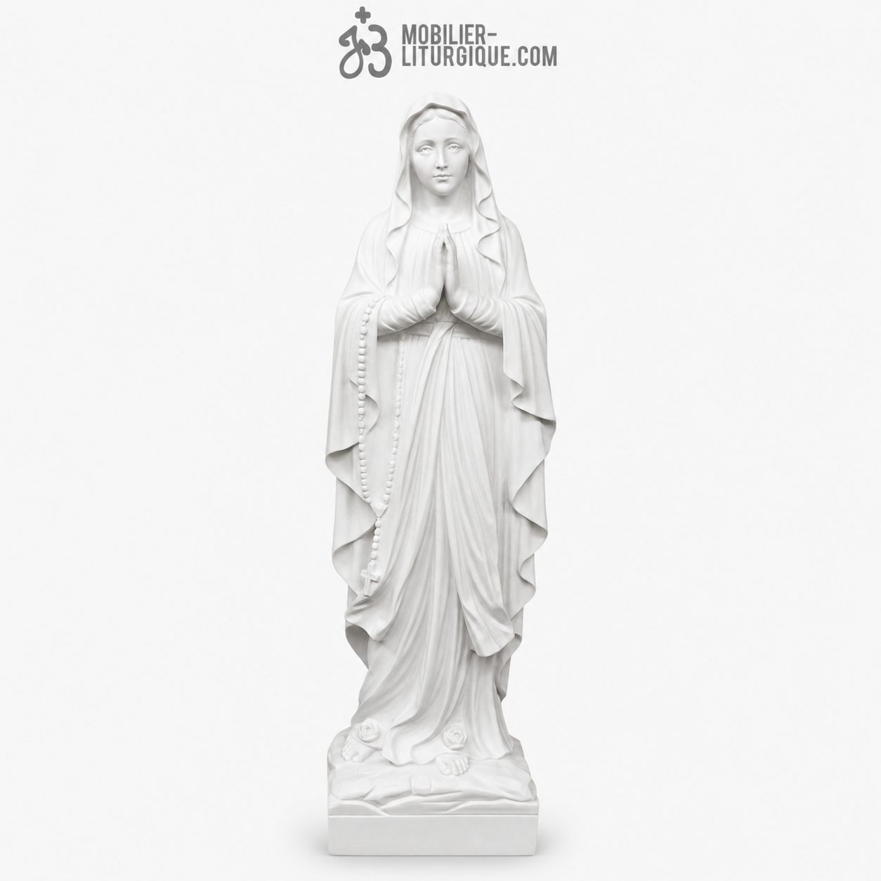 Statue Notre Dame de Lourdes en marbre blanc, 60-85 cm