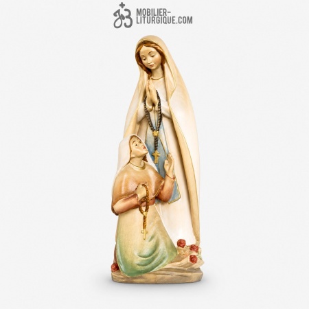 Statue Notre Dame de Lourdes et Sainte Bernadette en bois finition aquarelle