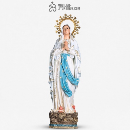 Statue Notre Dame de Lourdes Polychrome Antique