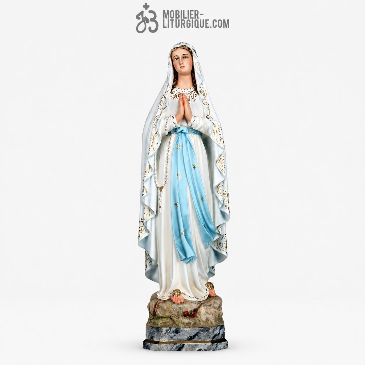 Statue Notre Dame de Lourdes Polychrome Antique